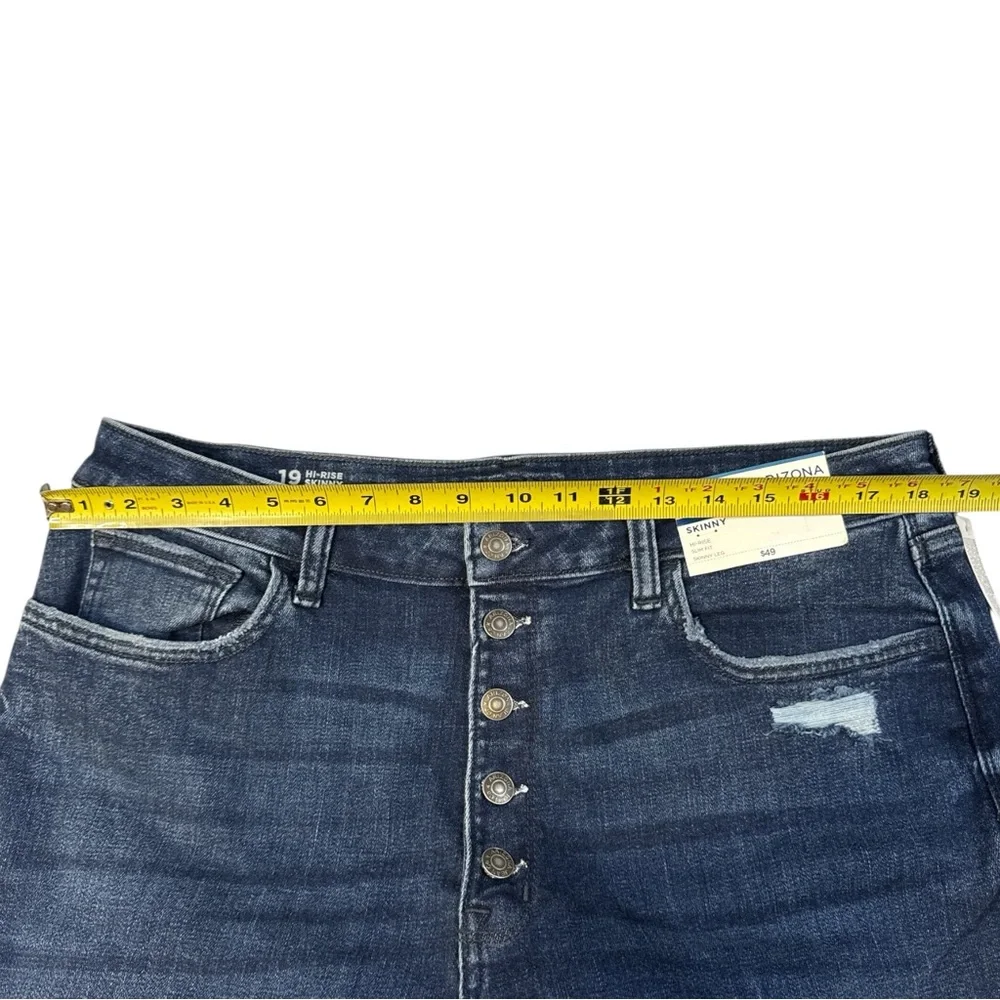 Arizona Jean Co Womens 19 Hi Rise Skinny Jeans Dark Wash Distressed Stretch NWT
